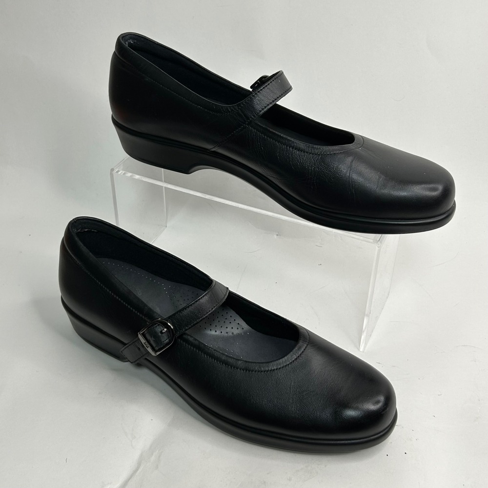 New SAS Mary Jane‎ Maria Black Leather Comfort Shoes Women 10S Slim Made in USA